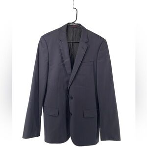 Hugo Boss Aiko suit jacket dark blue black  red pinstripes luxury wool sz 42L